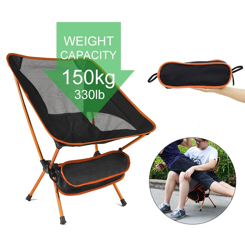 Ultralight Folding Camping Chair – Heavy-Duty 150kg Capacity, Portable for Beach, Hiking & Fishing
