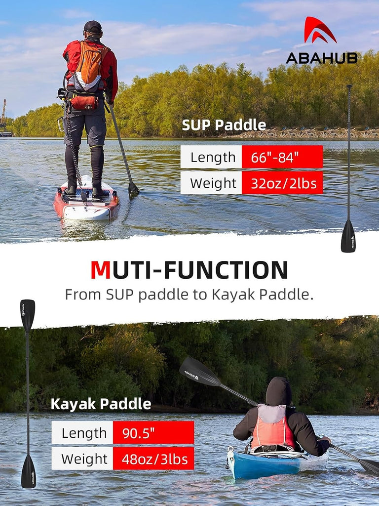 Abahub SUP Paddle - 3 & 4 Piece Adjustable Aluminum Alloy Stand Up Paddle 68 to 84 Inches