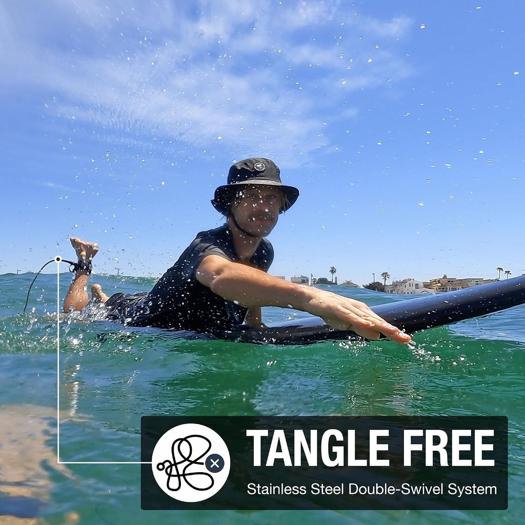 Ho Stevie! Premium Surf and SUP Leash 9ft - Max Strength Kink-Free with Padded Ankle Cuff