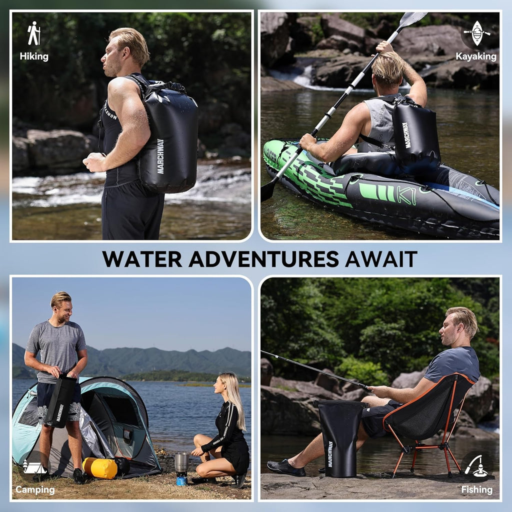 MARCHWAY 5L Floating Waterproof Dry Bag - Roll-Top Backpack 500D Tarpaulin