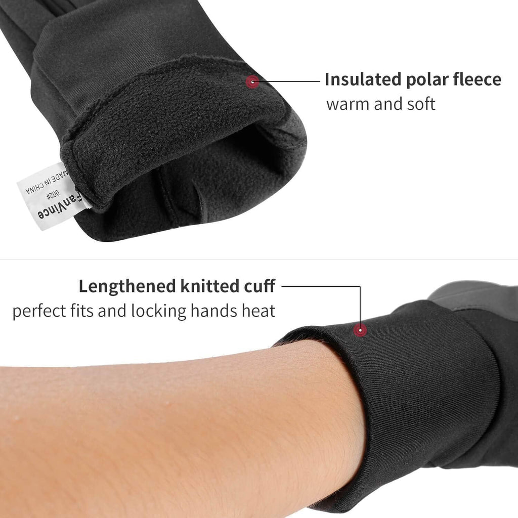 Winter Touchscreen Gloves - Water Resistant Windproof Anti-Slip for Running Hiking Cycling