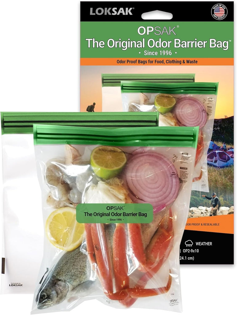 LOKSAK OPSAK Odorproof Dry Bags for Backpacking - Resealable Reusable Odor Barrier