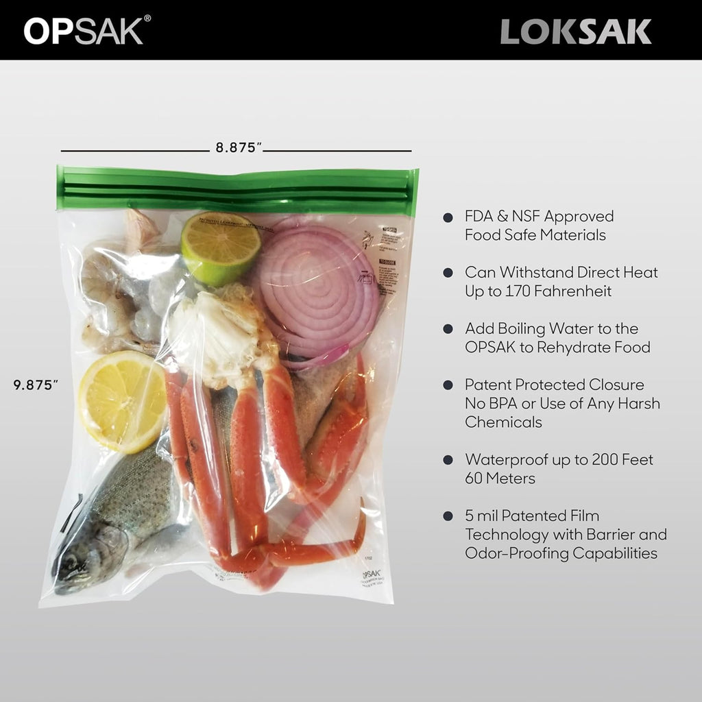 LOKSAK OPSAK Odorproof Dry Bags for Backpacking - Resealable Reusable Odor Barrier