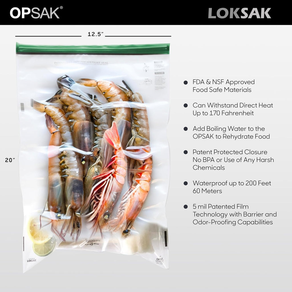 LOKSAK OPSAK Odorproof Dry Bags for Backpacking - Resealable Reusable Odor Barrier