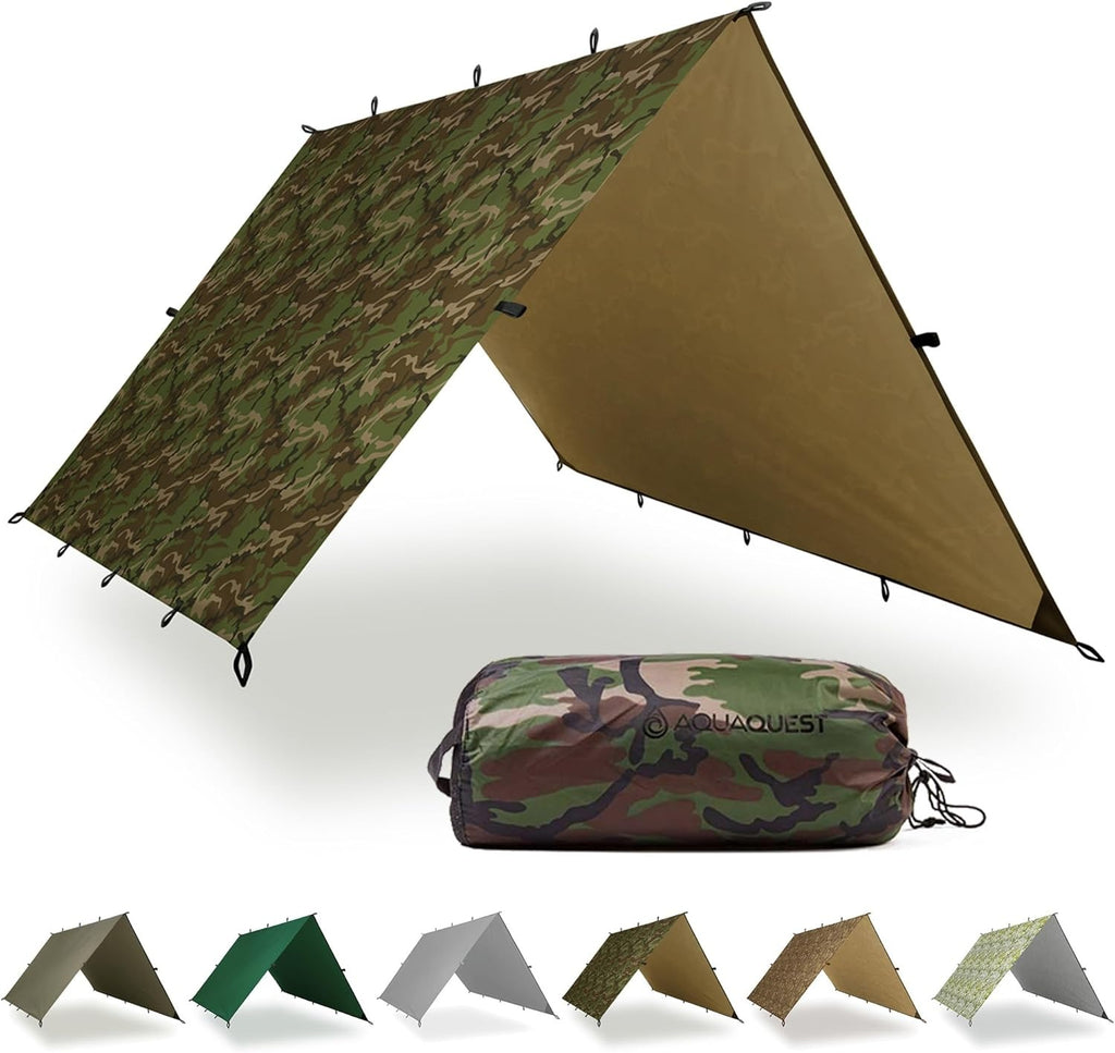 AquaQuest Safari Ultralight Waterproof Camping Tarp - 5000mm Seam-Taped 70D Nylon Lifetime Warranty