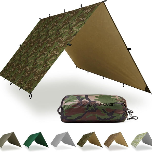 AquaQuest Safari Ultralight Waterproof Camping Tarp - 5000mm Seam-Taped 70D Nylon Lifetime Warranty