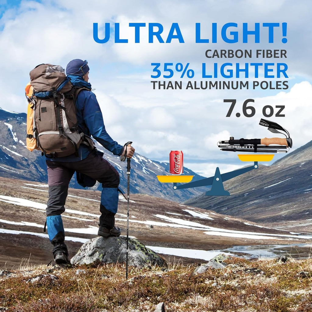 Overmont 7075 Aluminum Trekking Poles - Adjustable Collapsible Hiking Poles 2-Pack with EVA Handle