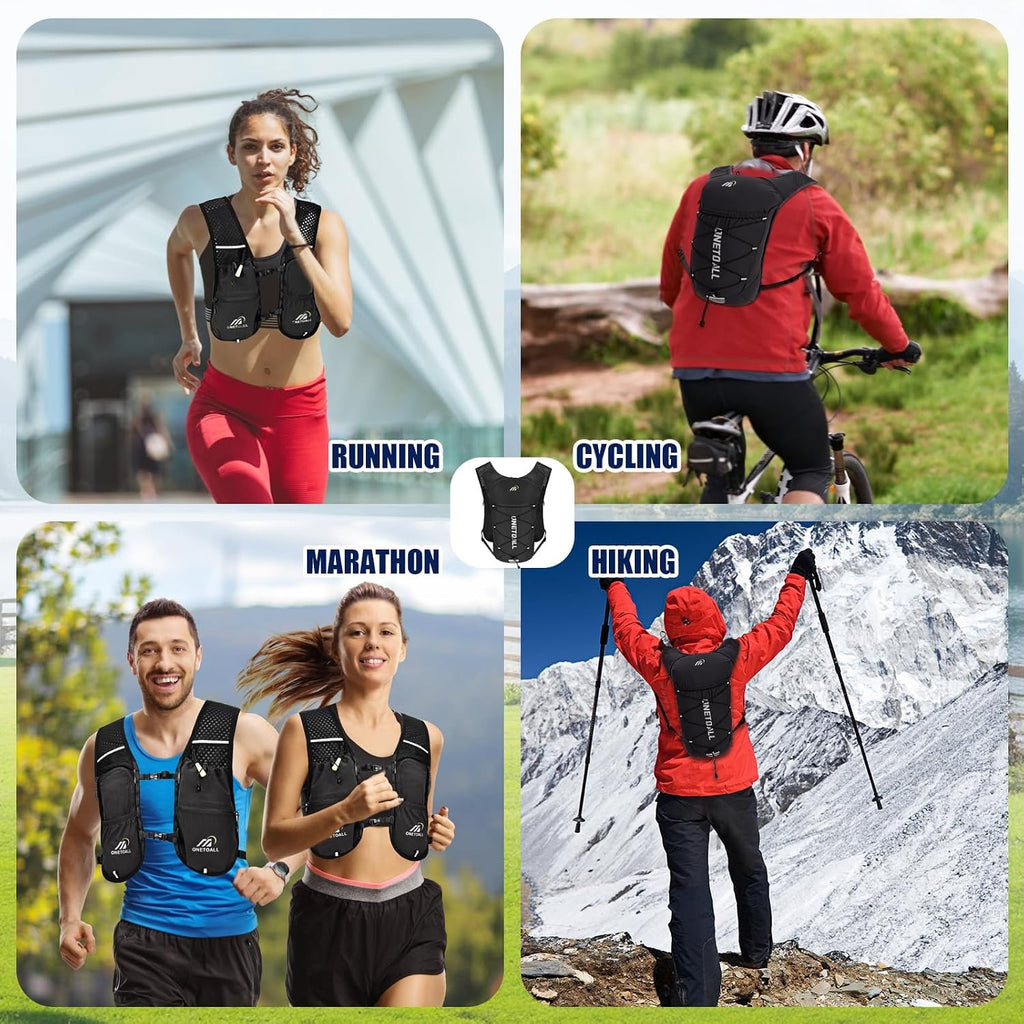 ONETOALL Running Vest - Lightweight 150g Hydration Backpack 2L for Trail Running Marathon Hiking