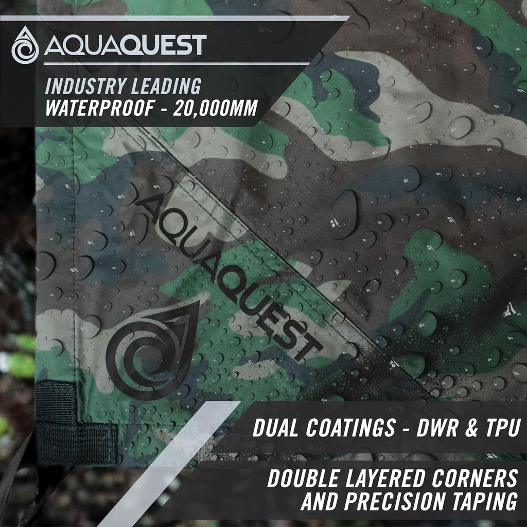 AquaQuest Safari Ultralight Waterproof Camping Tarp - 5000mm Seam-Taped 70D Nylon Lifetime Warranty