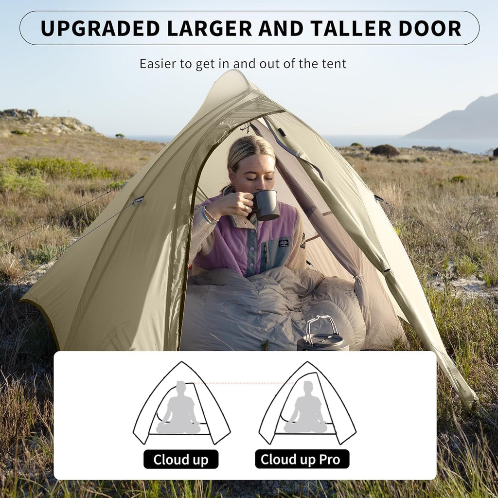 Naturehike Cloud Up 2 Person 3-Season Backpacking Tent - 4000mm Waterproof 20D Nylon with Footprint