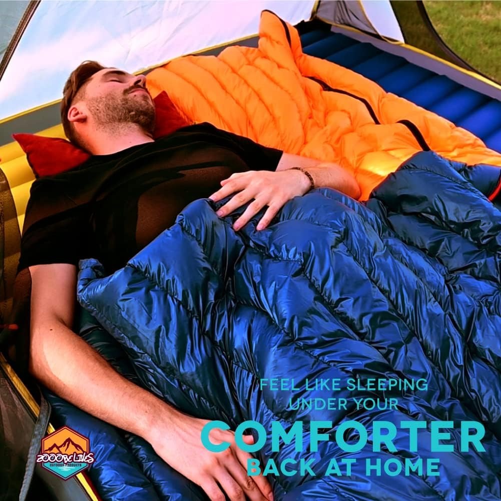 ZOOOBELIVES Ultralight Backpacking Down Sleeping Bag 32-50F - 650 Fill Power 770g Compressible