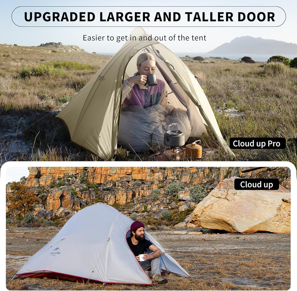 Naturehike Cloud Up 2 Person 3-Season Backpacking Tent - 4000mm Waterproof 20D Nylon with Footprint