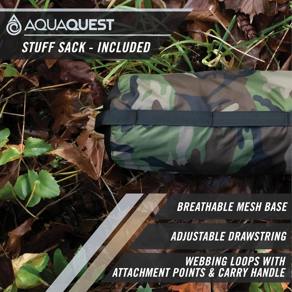 AquaQuest Safari Ultralight Waterproof Camping Tarp - 5000mm Seam-Taped 70D Nylon Lifetime Warranty