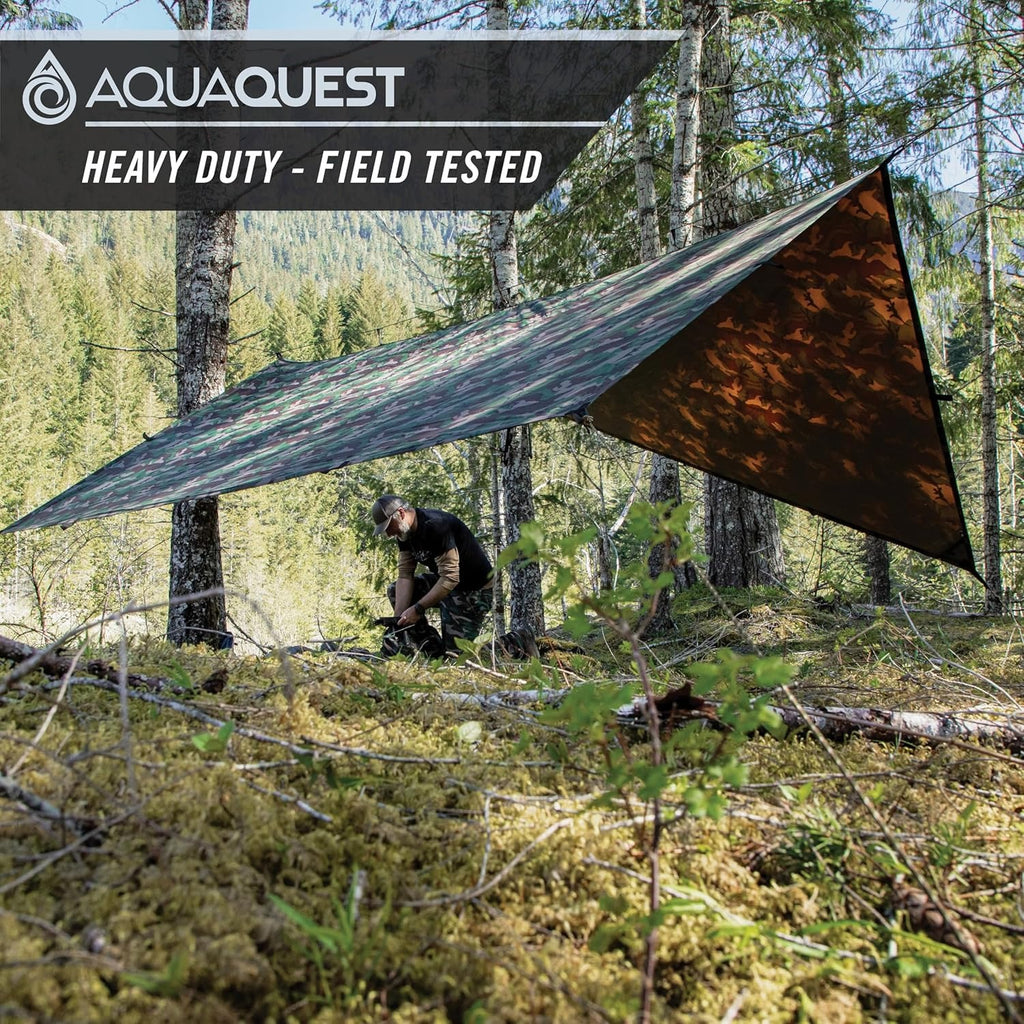 AquaQuest Safari Ultralight Waterproof Camping Tarp - 5000mm Seam-Taped 70D Nylon Lifetime Warranty