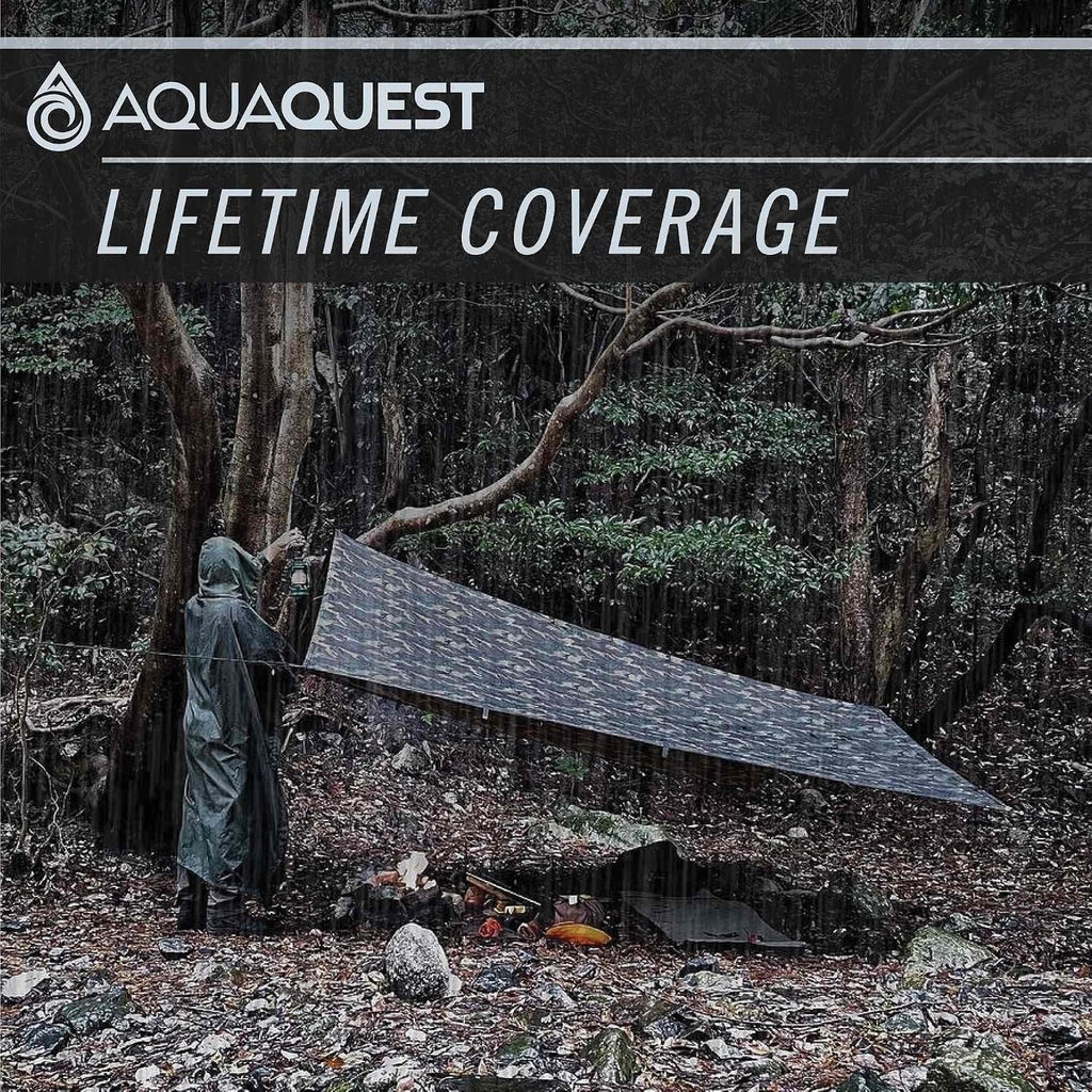 AquaQuest Safari Ultralight Waterproof Camping Tarp - 5000mm Seam-Taped 70D Nylon Lifetime Warranty