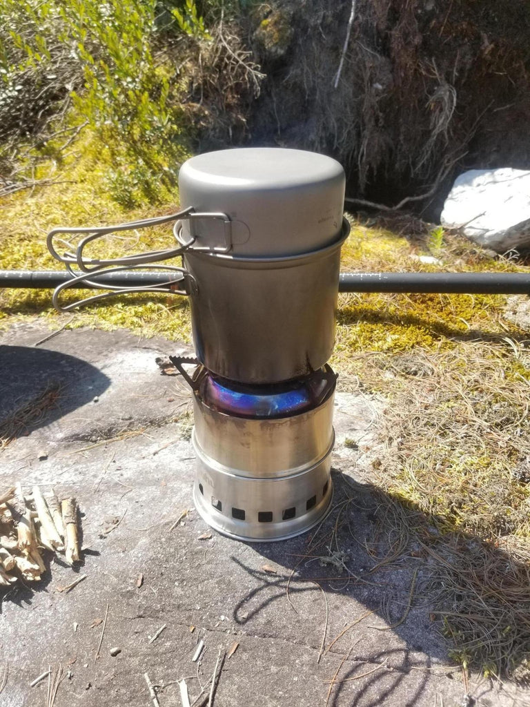 Boundless Voyage Outdoor Camping Titanium Pot Pan Set - Ultralight Cookware with Folding Handle