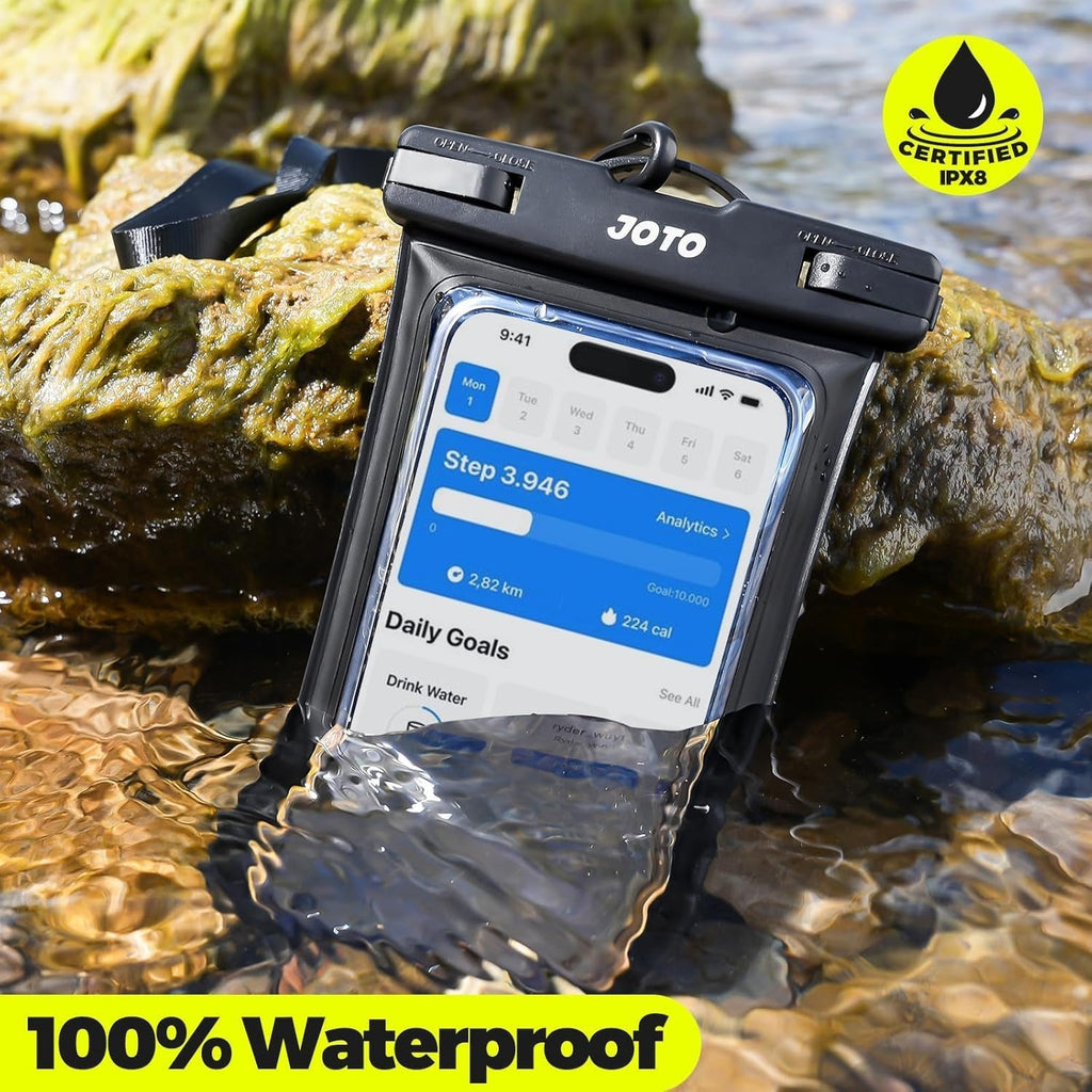 JOTO 2-Pack IPX8 Waterproof Phone Pouch - Up to 7 Inches Underwater to 100 Feet